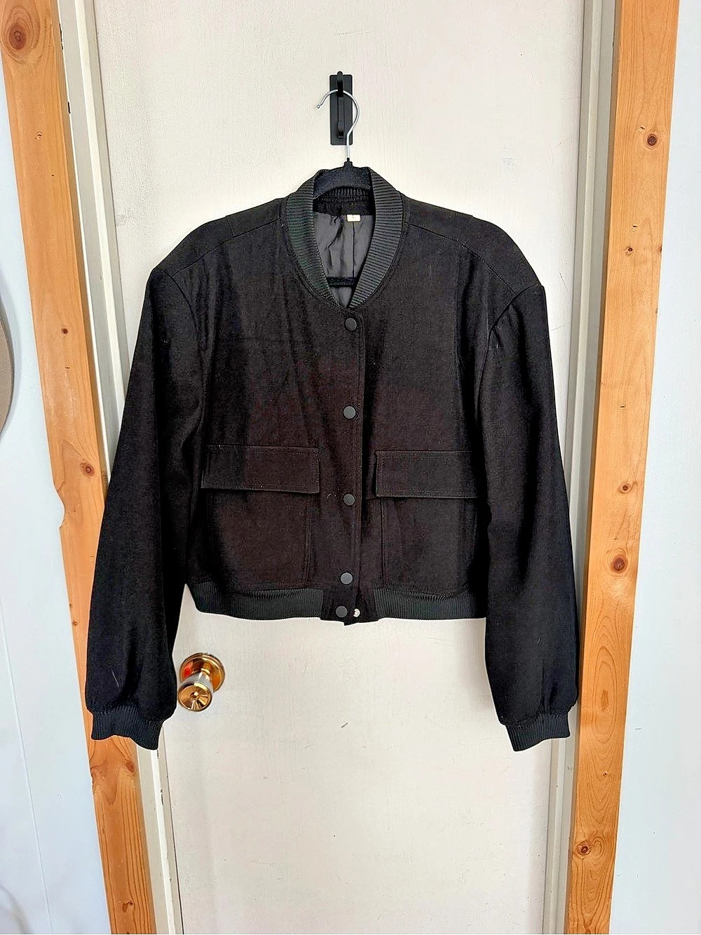 Black Bomber Jacket Size Large Like New